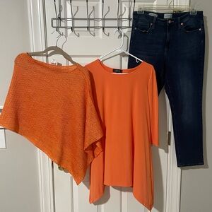 Orange Tops and Dark Jeans Set sz 12/large top and os